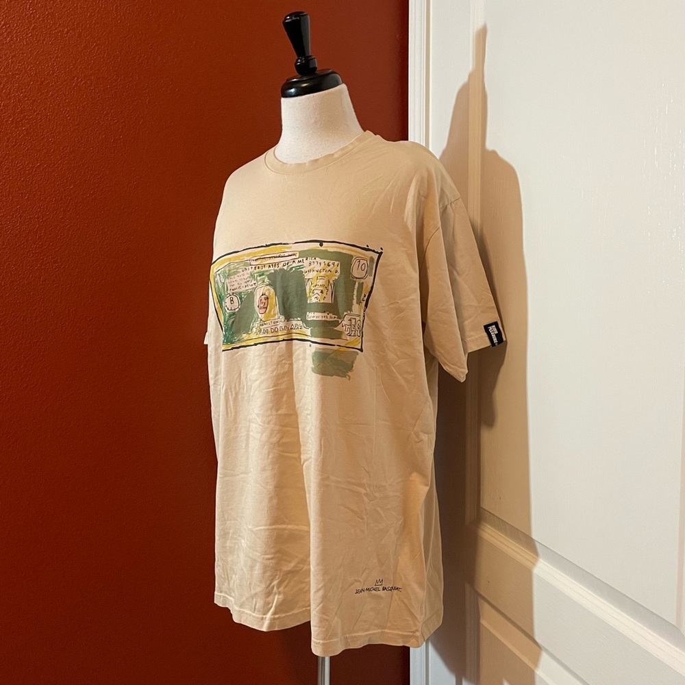 Rome Pays Off x Jean Michel Basquiat Men’s Beige Art To Wear Graffiti Tee Shirt‎